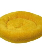 4DOG Deluxe pat rotund câini pluș galben XS-S(⌀52x9cm)