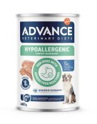ADVANCE VETERINARY DIETS Hypoalergenic XS-XL Păstrăv dietă veterinară conservă hrană umedă câini alergii (pate) 400g