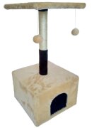 Agility ansamblu de joacă pisici 1 etaj 1 căsuța lemn și pluș elemente atârnate elemente de zgâriat bej 80cm