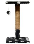 Agility ansamblu de joacă pisici 1 etaj lemn și pluș imprimeu lăbuțe elemente de zgâriat elemente atârnate alb și negru 60cm