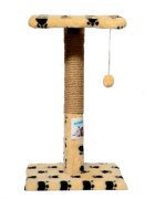 Agility ansamblu de joacă pisici 1 etaj lemn și pluș imprimeu lăbuțe elemente de zgâriat elemente atârnate bej și negru 60cm