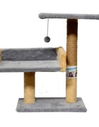 Agility Canapea ansamblu de joacă pisici 2 etaje lemn și pluș elemente de zgâriat elemente atârnate gri 70cm