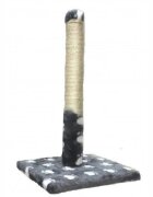Agility stâlp de zgâriat cilindric pisici lemn și sisal imprimeu lăbuțe alb și gri 30x30x55cm