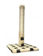 Agility stâlp de zgâriat cilindric pisici lemn și sisal imprimeu lăbuțe bej și negru 30x30x55cm