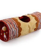 All For Paws tunel pisici poliester roșu și maro 61 x 25 x 25 cm