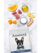AMANOVA Adult Sensitive XS-XL Miel hrană uscată monoproteică fără cereale câini piele & blană sistem digestiv 2kg
