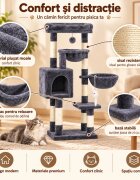 AMYDO Home Aspen ansamblu de joacă pisici 4 etaje 1 căsuța MDF și sisal elemente atârnate elemente hamac bej și antracit 45x32x105cm