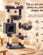 AMYDO Home Aspen ansamblu de joacă pisici 4 etaje 1 căsuța MDF și sisal elemente atârnate elemente hamac bej și antracit 45x32x105cm
