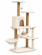 AMYDO Home Como ansamblu de joacă pisici 5 etaje 1 căsuța MDF și sisal elemente atârnate elemente hamac bej 52x37x125cm