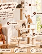 AMYDO Home Como ansamblu de joacă pisici 5 etaje 1 căsuța MDF și sisal elemente atârnate elemente hamac bej 52x37x125cm
