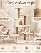 AMYDO Home Como ansamblu de joacă pisici 5 etaje 1 căsuța MDF și sisal elemente atârnate elemente hamac bej 52x37x125cm