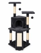 AMYDO Home Kyoto ansamblu de joacă pisici 3 etaje 1 căsuța MDF și sisal elemente atârnate elemente de zgâriat bej și antracit 43x43x102cm