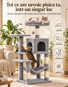 AMYDO Home Luna ansamblu de joacă pisici 5 etaje 1 căsuța MDF și sisal elemente atârnate elemente hamac bej și gri 45x35x112cm