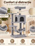 AMYDO Home Luna ansamblu de joacă pisici 5 etaje 1 căsuța MDF și sisal elemente atârnate elemente hamac bej și gri 45x35x112cm