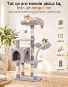 AMYDO Home Milano ansamblu de joacă pisici 4 etaje 1 căsuța MDF și sisal elemente atârnate elemente hamac bej și gri 48x48x130cm