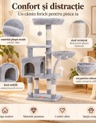 AMYDO Home Milano ansamblu de joacă pisici 4 etaje 1 căsuța MDF și sisal elemente atârnate elemente hamac bej și gri 48x48x130cm