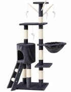 AMYDO Home Oslo ansamblu de joacă pisici 5 etaje 1 căsuța MDF și sisal elemente atârnate elemente hamac bej și antracit 53x38x125cm
