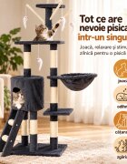 AMYDO Home Oslo ansamblu de joacă pisici 5 etaje 1 căsuța MDF și sisal elemente atârnate elemente hamac bej și antracit 53x38x125cm