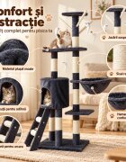 AMYDO Home Oslo ansamblu de joacă pisici 5 etaje 1 căsuța MDF și sisal elemente atârnate elemente hamac bej și antracit 53x38x125cm