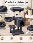 AMYDO Home Soho ansamblu de joacă pisici 4 etaje 1 căsuța MDF și sisal elemente atârnate elemente hamac bej și antracit 48x33x89cm