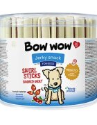 Bow Wow Jerky Snack Swirl Sticks S-XL Carne găletușa recompense câini 55buc 1280g