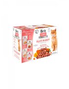 Brit Care Fillets Flavour Box Curcan și Somon plic hrană umedă fără cereale pisici (în aspic) multipack 85g x 12buc