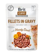 Brit Care Fillets In Gravy Rață plic hrană umedă fără cereale pisici (în sos) 85g