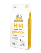 Brit Care Mini Hair & Skin Adult XS-S Somon hrană uscată fără cereale câini piele și blană 7kg