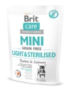 Brit Care Mini Light & Sterilised XS-S Iepure hrană uscată fără cereale câini sterilizați 400g