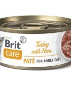 Brit Care Pate Curcan și Șuncă conservă hrană umedă conținut redus cereale pisici (pate) 70g