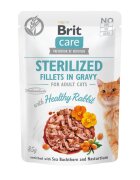 Brit Care Sterilized Fillets In Gravy Iepure plic hrană umedă fără cereale pisici sterilizate (în sos) 85g