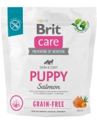 Brit Care XS-XL Somon hrană uscată fără cereale câini junior piele & blană Care Grain-Free Puppy XS-XL Somon hrană uscată fără cereale câini junior piele & blană 1kg