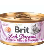 Brit Fish Dreams Pui și Creveți conservă hrană umedă pisici (în suc propriu) 80g