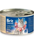 Brit Premium By Nature Pui și Vită conservă hrană umedă fără cereale pisici (pate) 200g