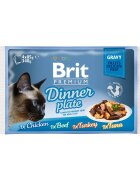 Brit Premium Multipack Dinner Plate 4 arome pachet mixt plic hrană umedă pisici (în sos) 85g x 4