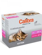 Calibra Premium Line Kitten Somon și Curcan plic hrană umedă pisici junior (în sos) multipack 100g x 12buc