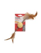 Camon Matabi Minge cu Parghie &Pene jucărie stimulare pândă pisici activități fizice lemn multicolor 14cm 1buc