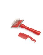 Camon Set perie cromata cu pieptene de curatare perie câini Set perie cromata cu pieptene de curatare M perie câini 4.5x8.5cm