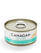 Canagan Pui și Sardine conservă hrană umedă fără cereale pisici junior & adult (în suc propriu) 75g