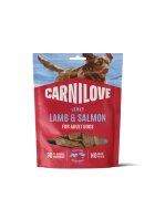 Carnilove Jerky XS-XL Miel și Somon punguță recompense fără cereale câini 100g