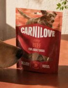 Carnilove Jerky XS-XL Vită punguță recompense fără cereale câini 100g