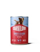 Carnilove Puppies XS-XL Curcan și Somon conservă hrană umedă fără cereale câini junior (pate) bax 400g x 6buc