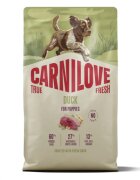 Carnilove True Fresh Puppies XS-XL Rață hrană uscată fără cereale câini junior 4kg