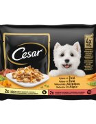 CESAR Selectii in Aspic XS-M Pui și Vită plic hrană umedă câini (în aspic) multipack 100g x 4buc