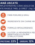 Club 4 Paws Premium Hypoallergenic Miel și Orez hrană uscată câini sensibilități digestive piele și blană Premium XS-XL Miel și Orez hrană uscată câini alergii 2kg