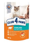 Club 4 Paws Premium Sterilised Vită plic hrană umedă pisici sterilizate (în aspic) 80g