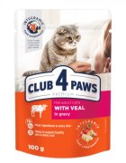 Club 4 Paws Vită plic hrană umedă pisici (în sos) bax 85g x 24buc