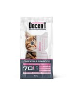 DECENT Kitten Healthy Growth Pui și Fructe de Mare hrană uscată pisici junior 15kg