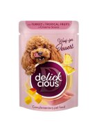 DELICKCIOUS Dessert XS-S Curcan și Fructe Tropicale plic hrană umedă câini (în sos) bax 80g x 12buc