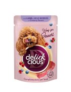 DELICKCIOUS Dessert XS-S Miel și Fructe de Pădure plic hrană umedă câini (în sos) 80g